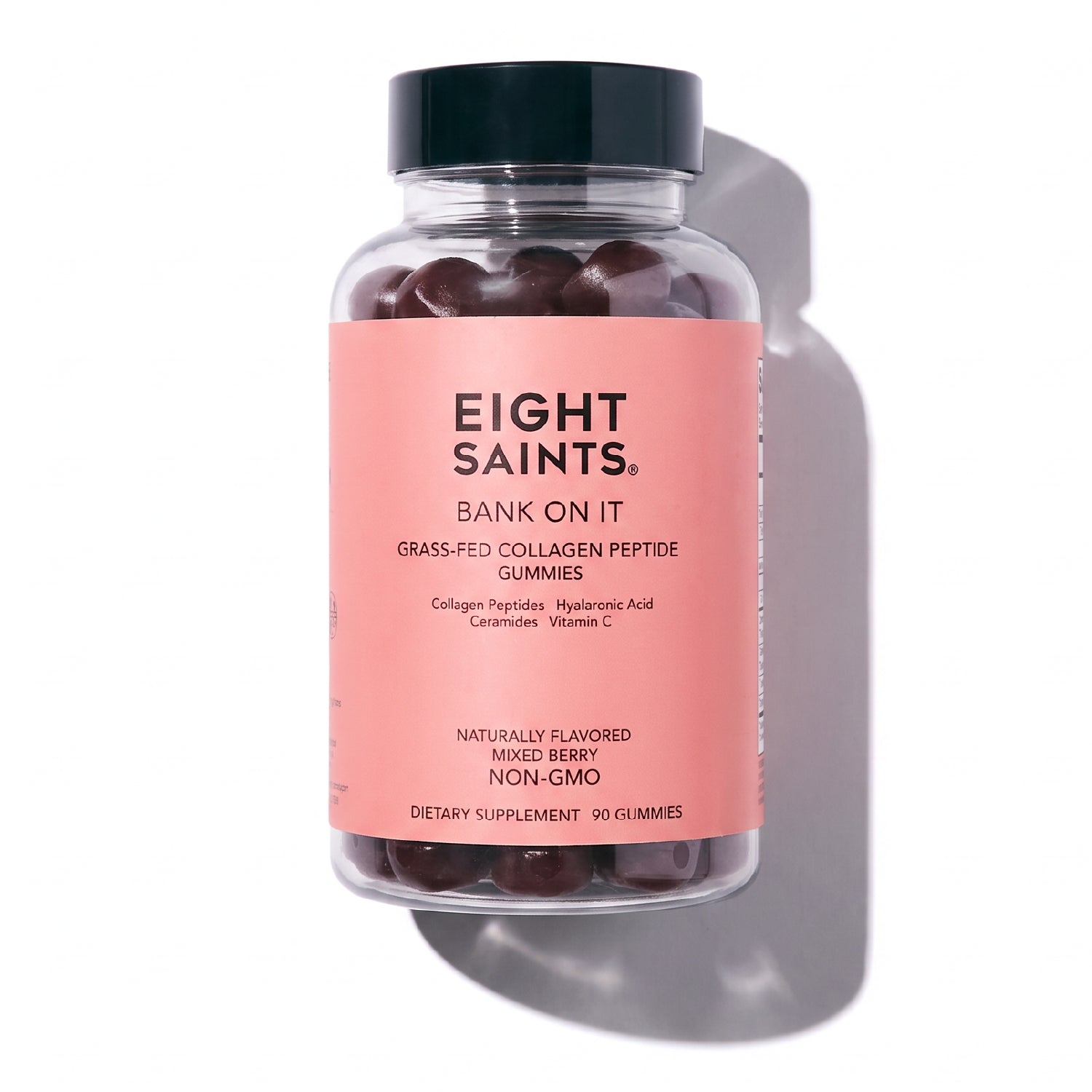Bank On It Collagen Gummies bottle in mixed-berry flavor